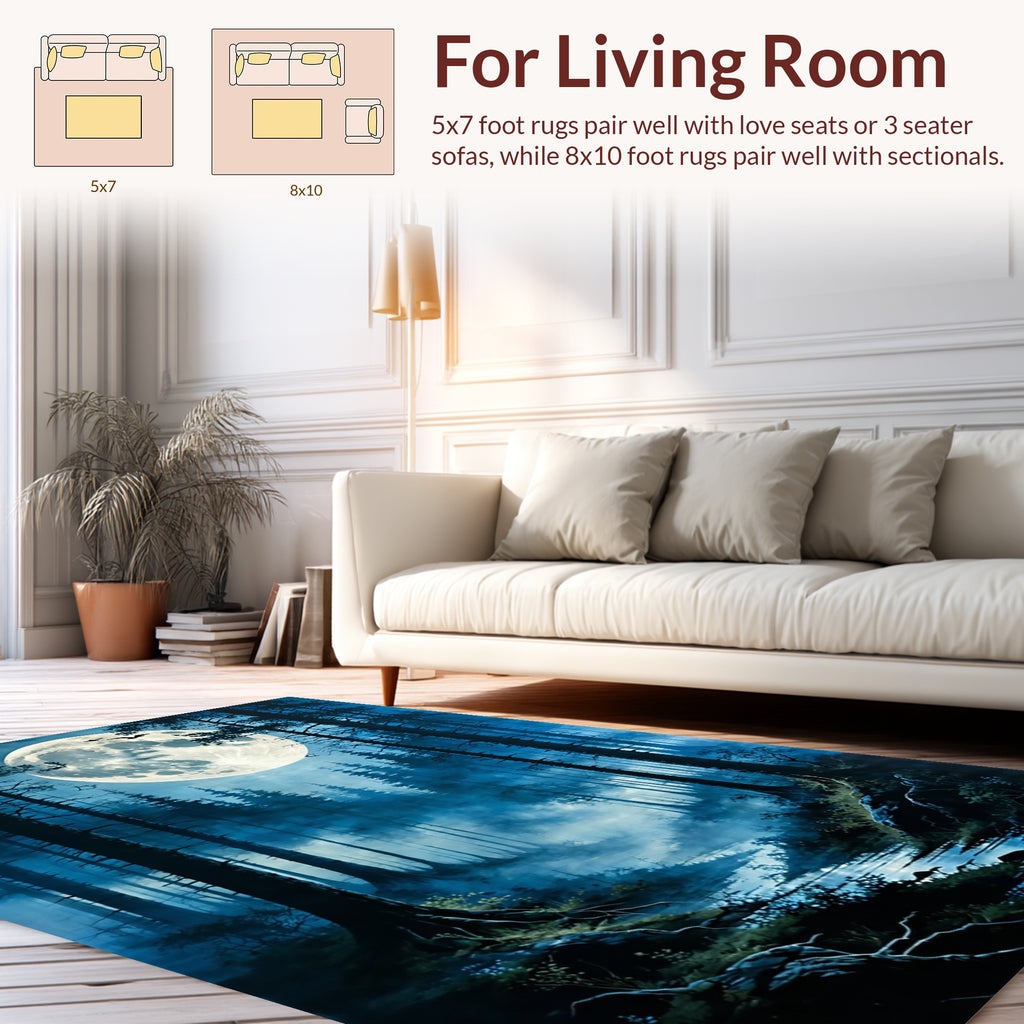 Enchanting Moonlight Forest Scene Rug