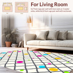 Grid Scattered Dot Playful Design Rug