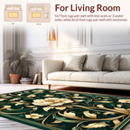 Ornate Floral Scrollwork Emerald Art Rug
