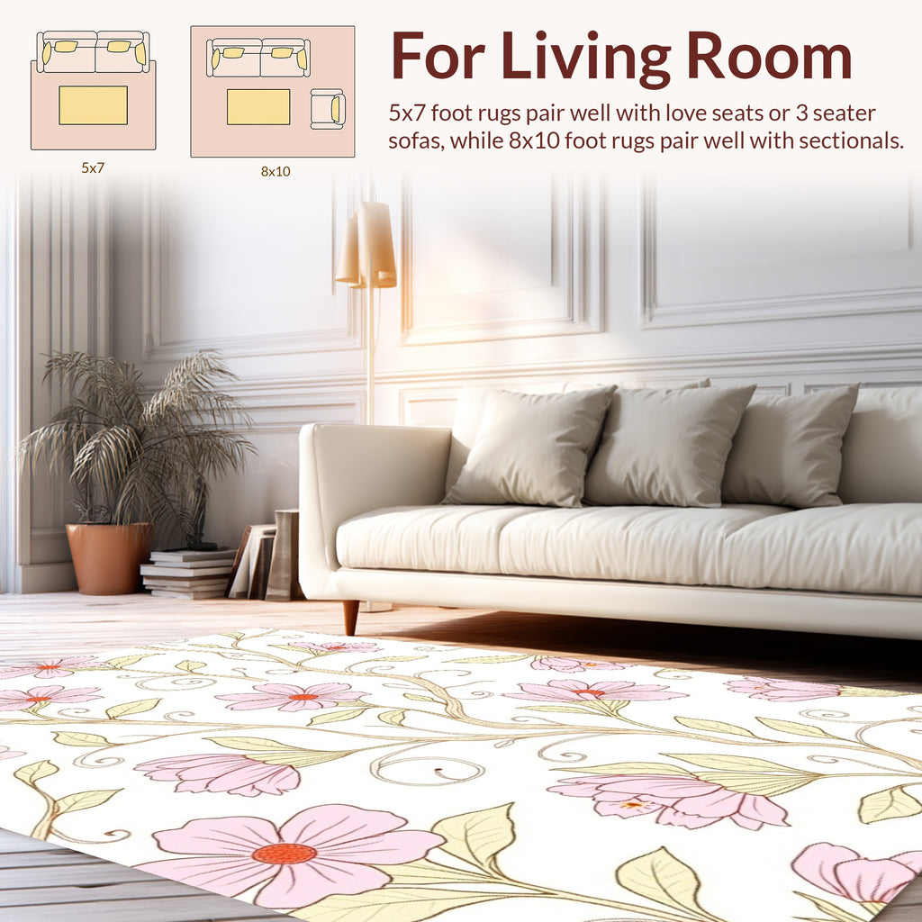 Pastel Bloom Vine Pattern Rug