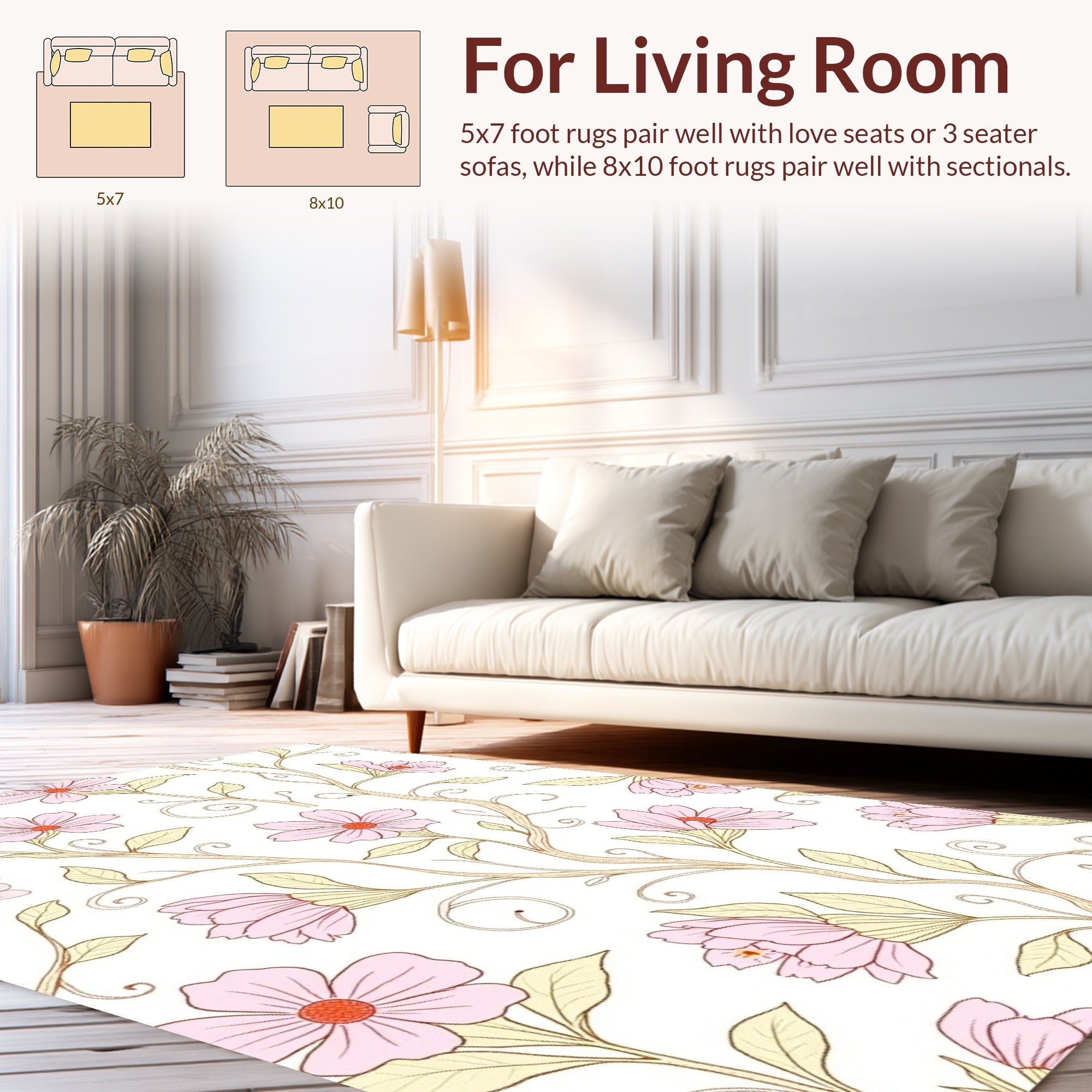 Pastel Bloom Vine Pattern Rug