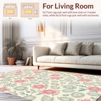 Pink Floral Meadow Pattern Rug