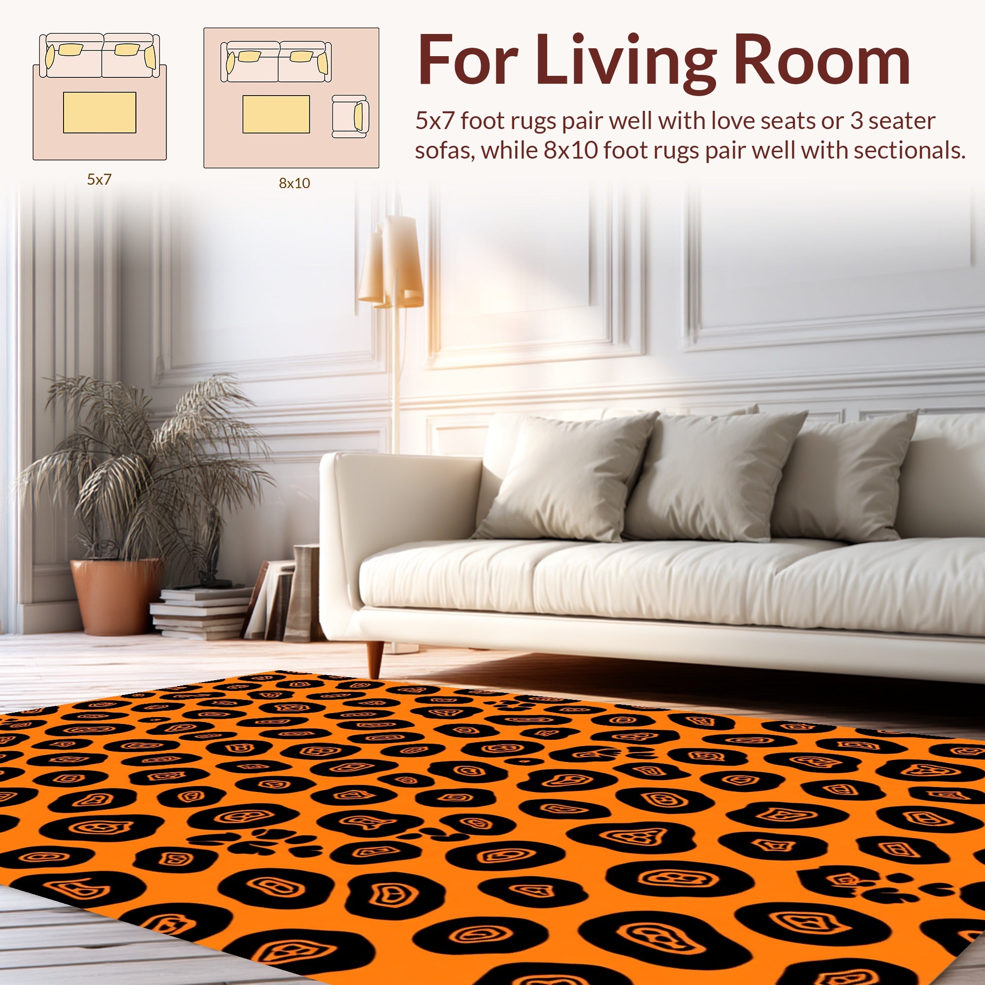 Bold Contrast Leopard Skin Design Rug
