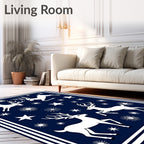 Winter Deer Starry Night Scene Rug