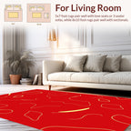 Whimsical Red Yellow Abstract Lines Rug