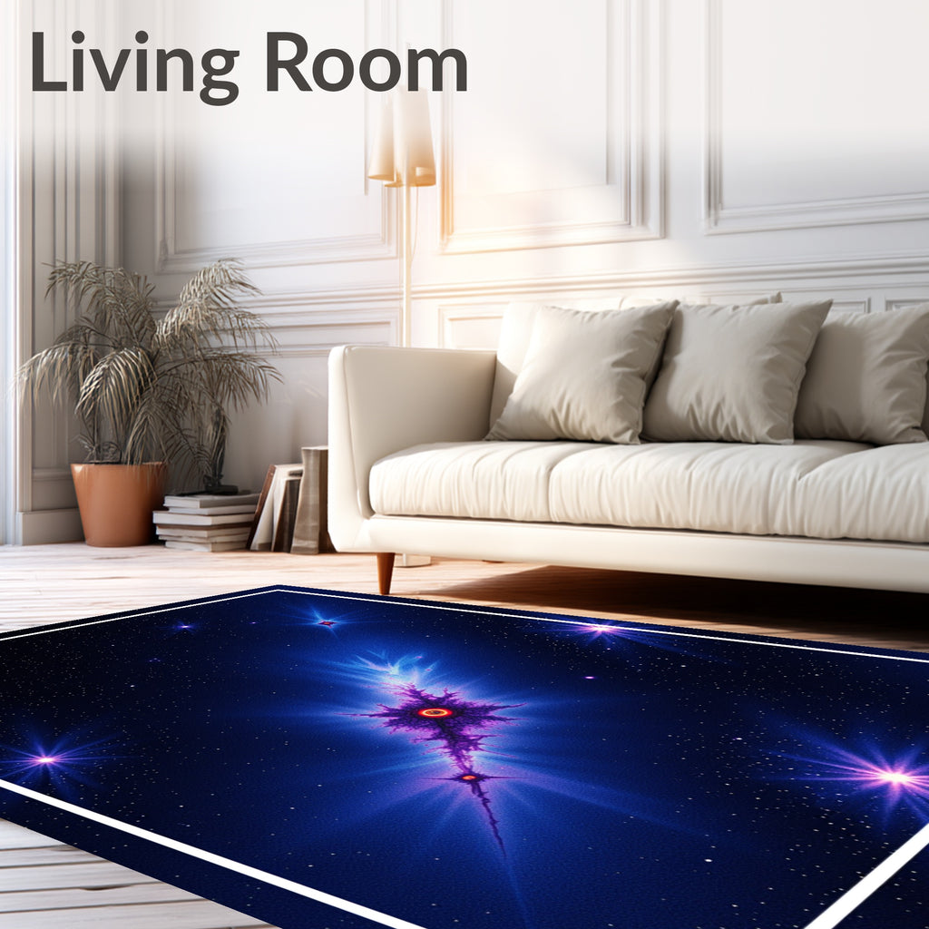 Cosmic Nebula Blue Star Burst Rug