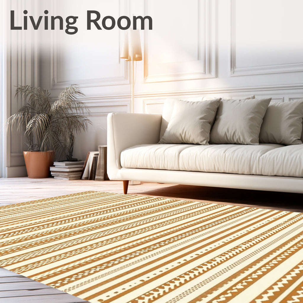 Textured Stripe Patterned Ethnic Rug