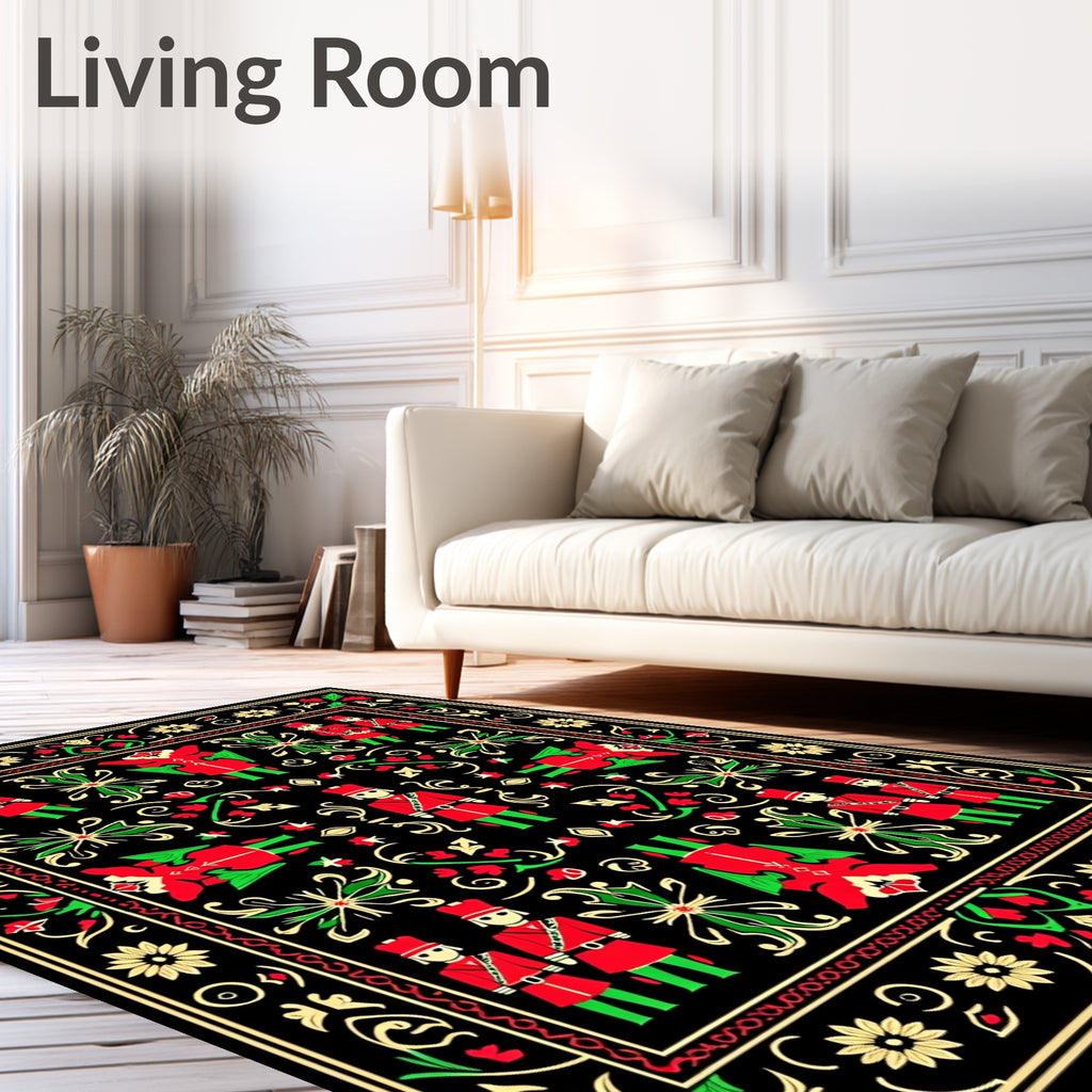 Red Green Soldier Floral Border Rug