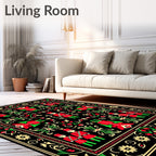 Red Green Soldier Floral Border Rug