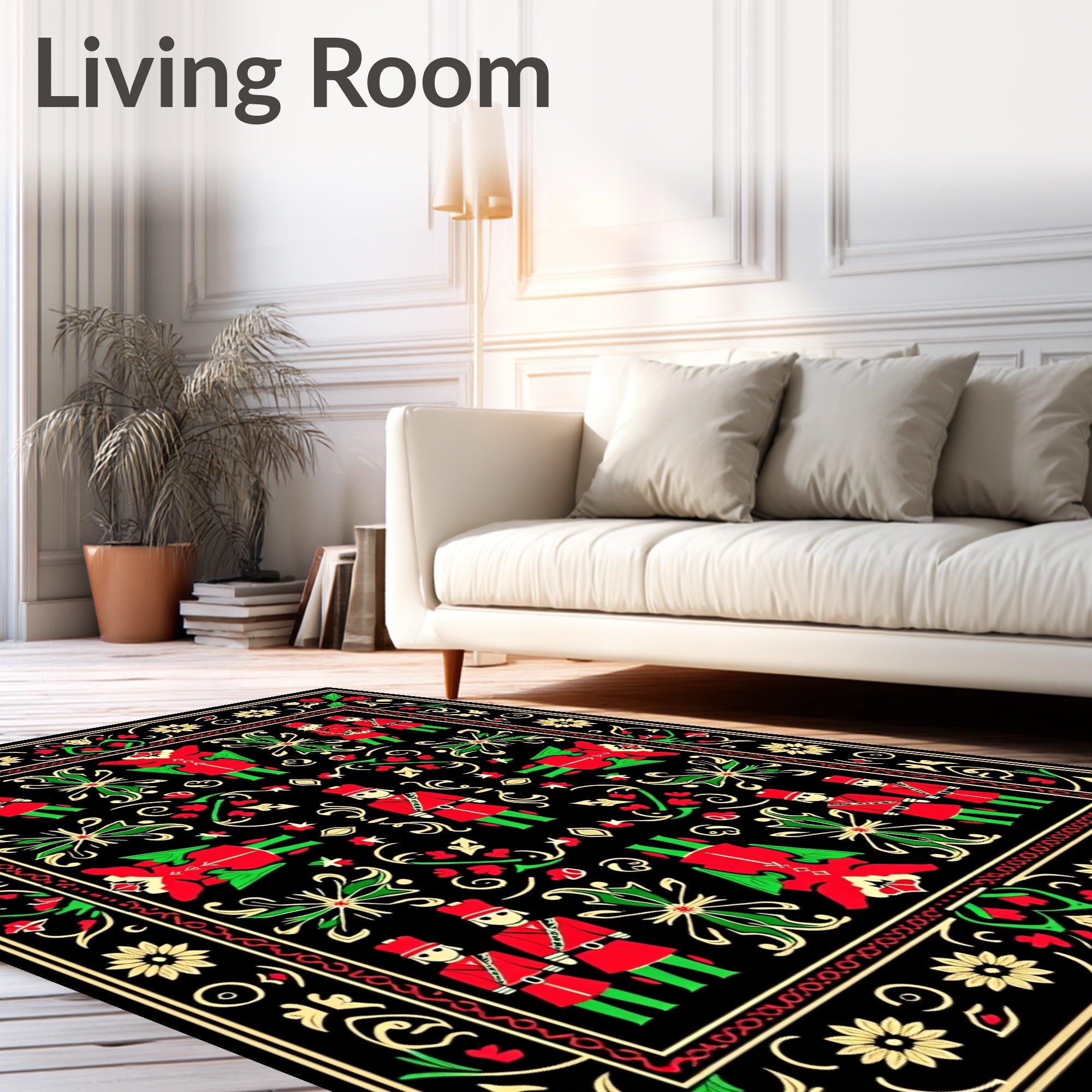 Red Green Soldier Floral Border Rug