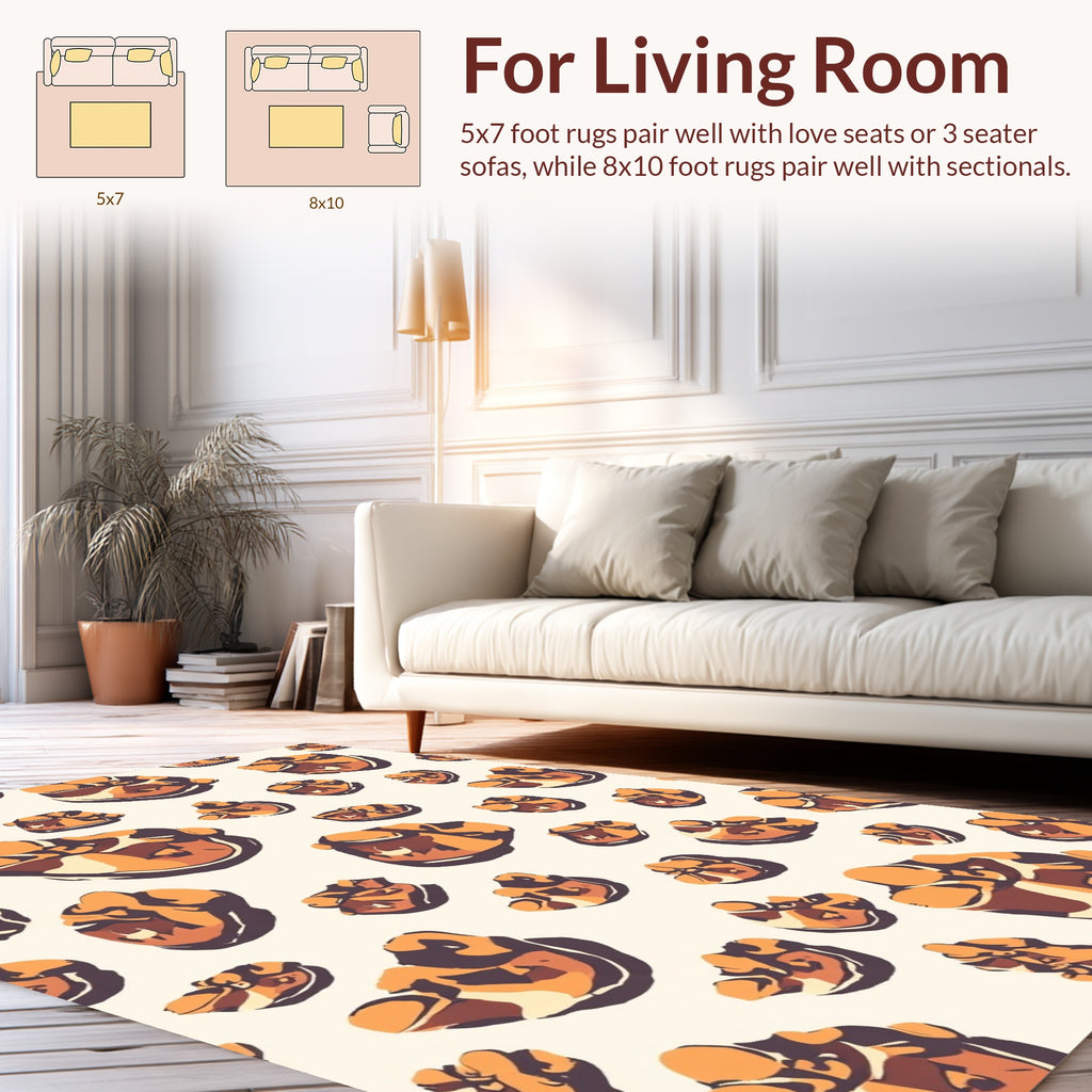 Golden Brown Abstract Pebble Pattern Rug