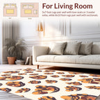 Golden Brown Abstract Pebble Pattern Rug