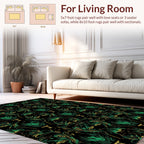 Exotic Emerald Gold Floral Pattern Rug