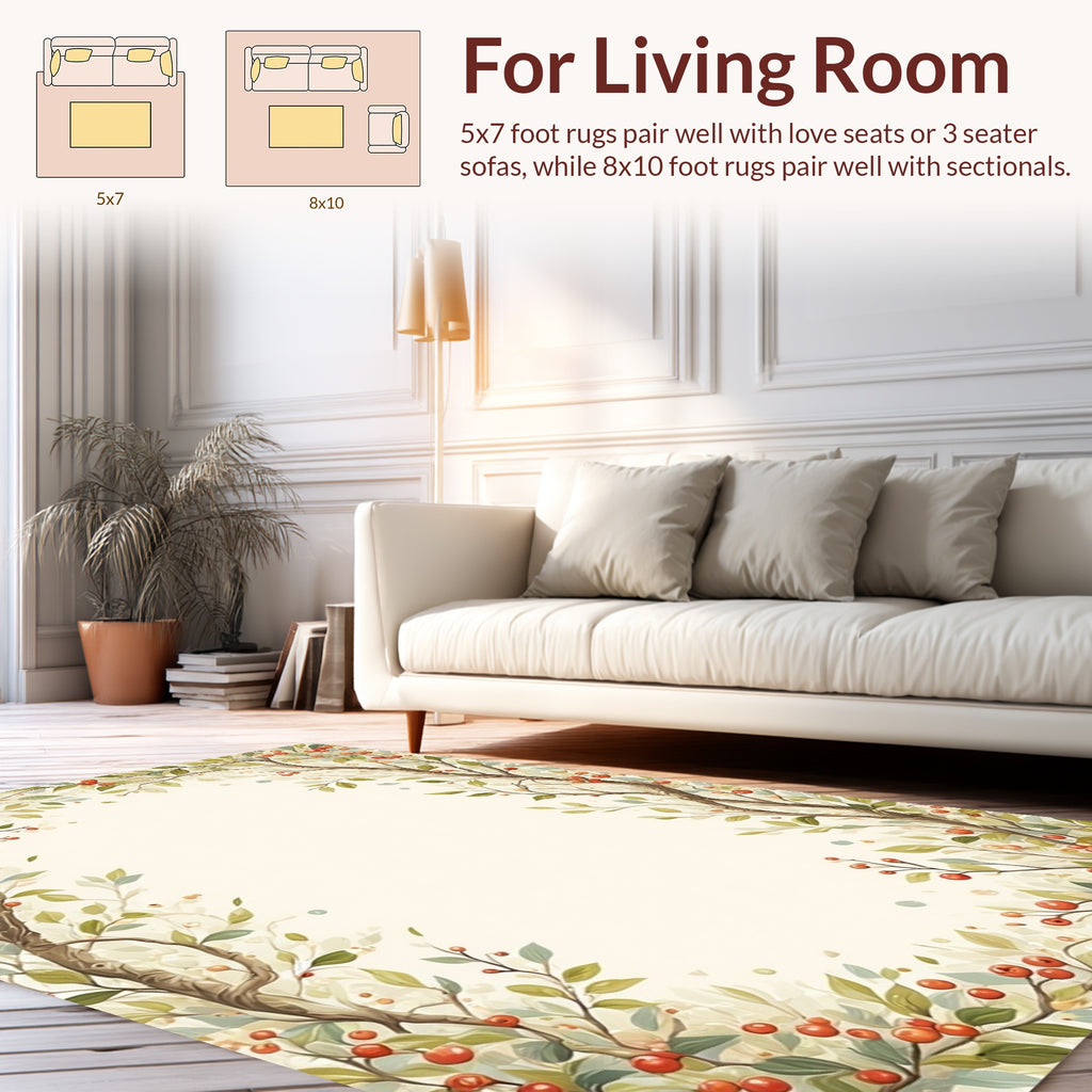 Whimsical Spring Branches With Berries Rug