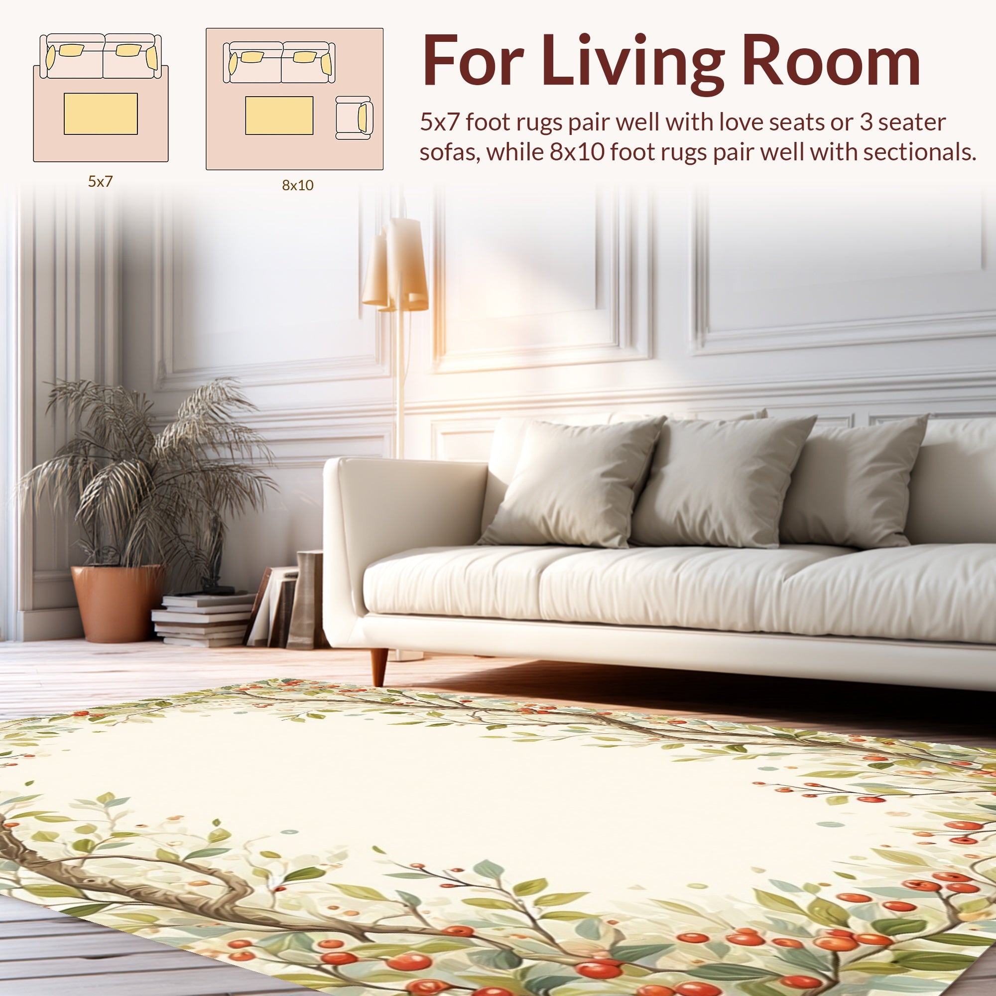 Whimsical Spring Branches With Berries Rug