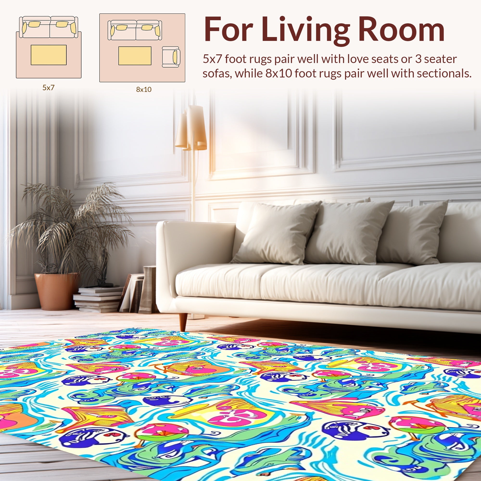 Whimsical Abstract Figure Fruit Design Rug