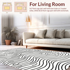 Abstract Wavy Black Line Rug