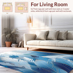 Abstract Blue Feather Pattern Design Rug