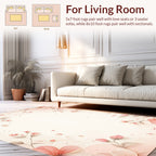Coral Blossom Delicate Floral Design Rug