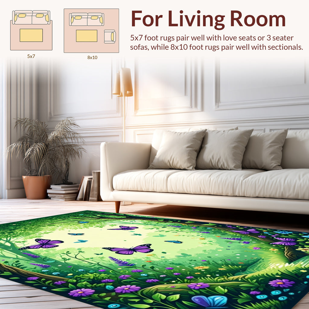 Enchanted Forest Butterfly Meadow Rug