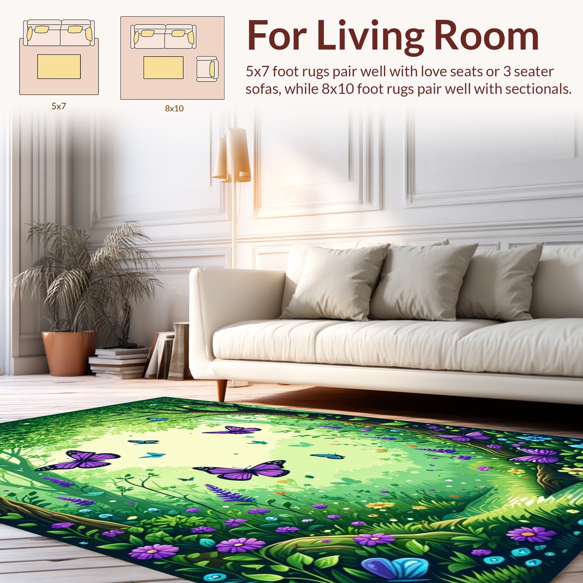 Enchanted Forest Butterfly Meadow Rug