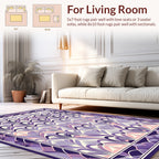 Art Deco Inspired Purple Feather Pattern Rug