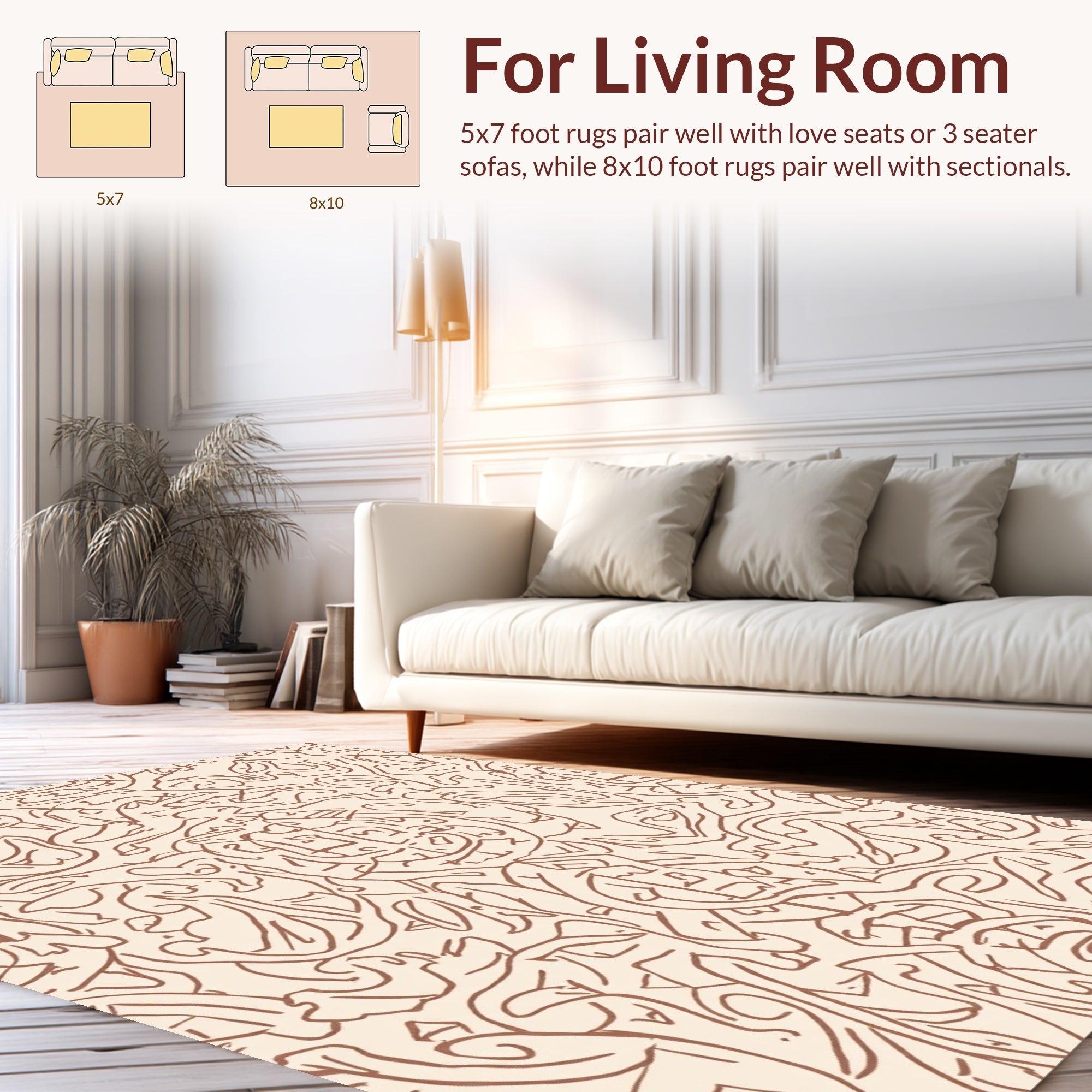 Abstract Organic Cream Brown Pattern Rug