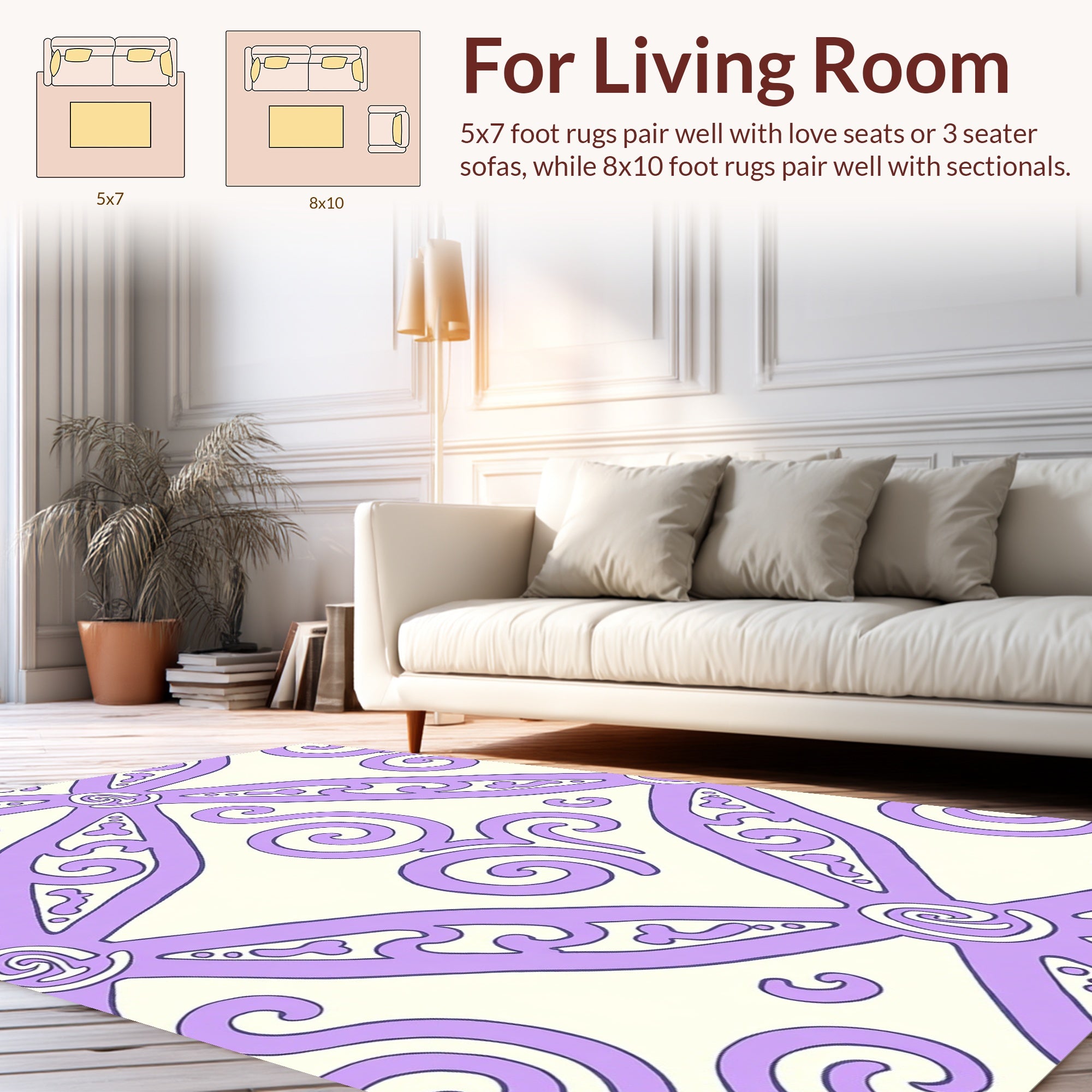 Lavender Swirl Scroll Pattern Rug