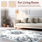 Elegant Gray Floral Scrollwork Pattern Rug