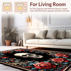 Gothic Skull Rose Frame Design Rug