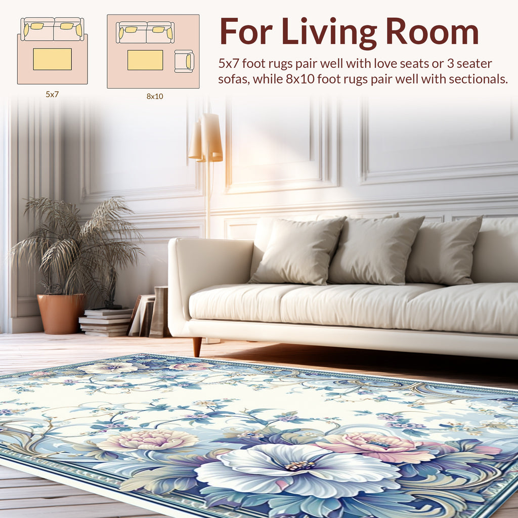 Pastel Floral Vine Accent Rug