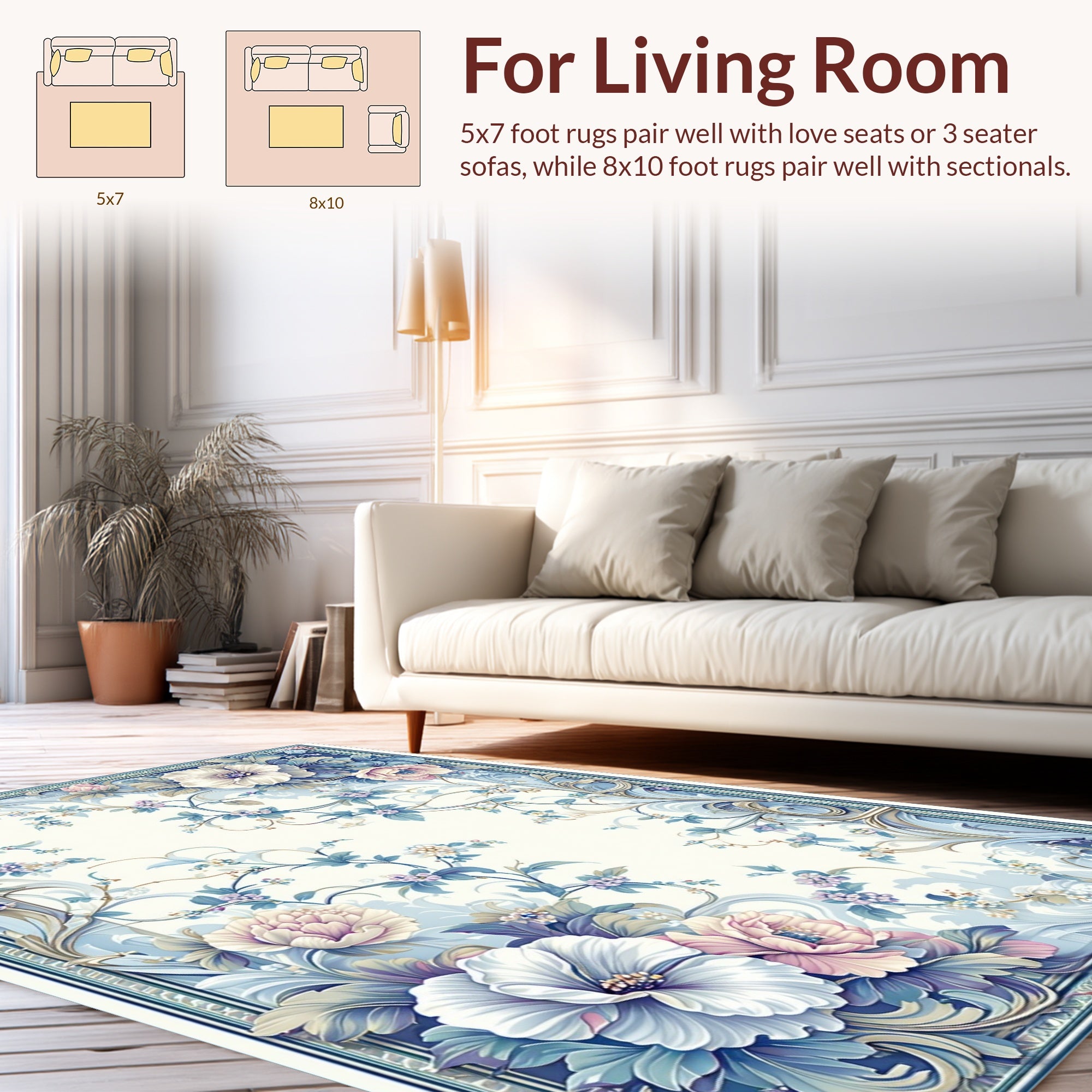 Pastel Floral Vine Accent Rug