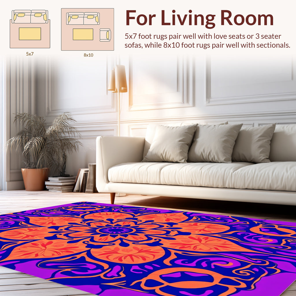 Vibrant Mandala Floral Statement Rug