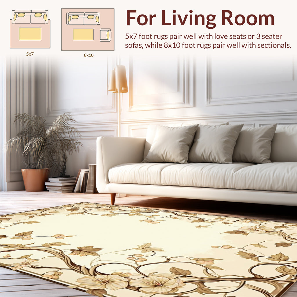 Art Nouveau Floral Branch Vine Rug