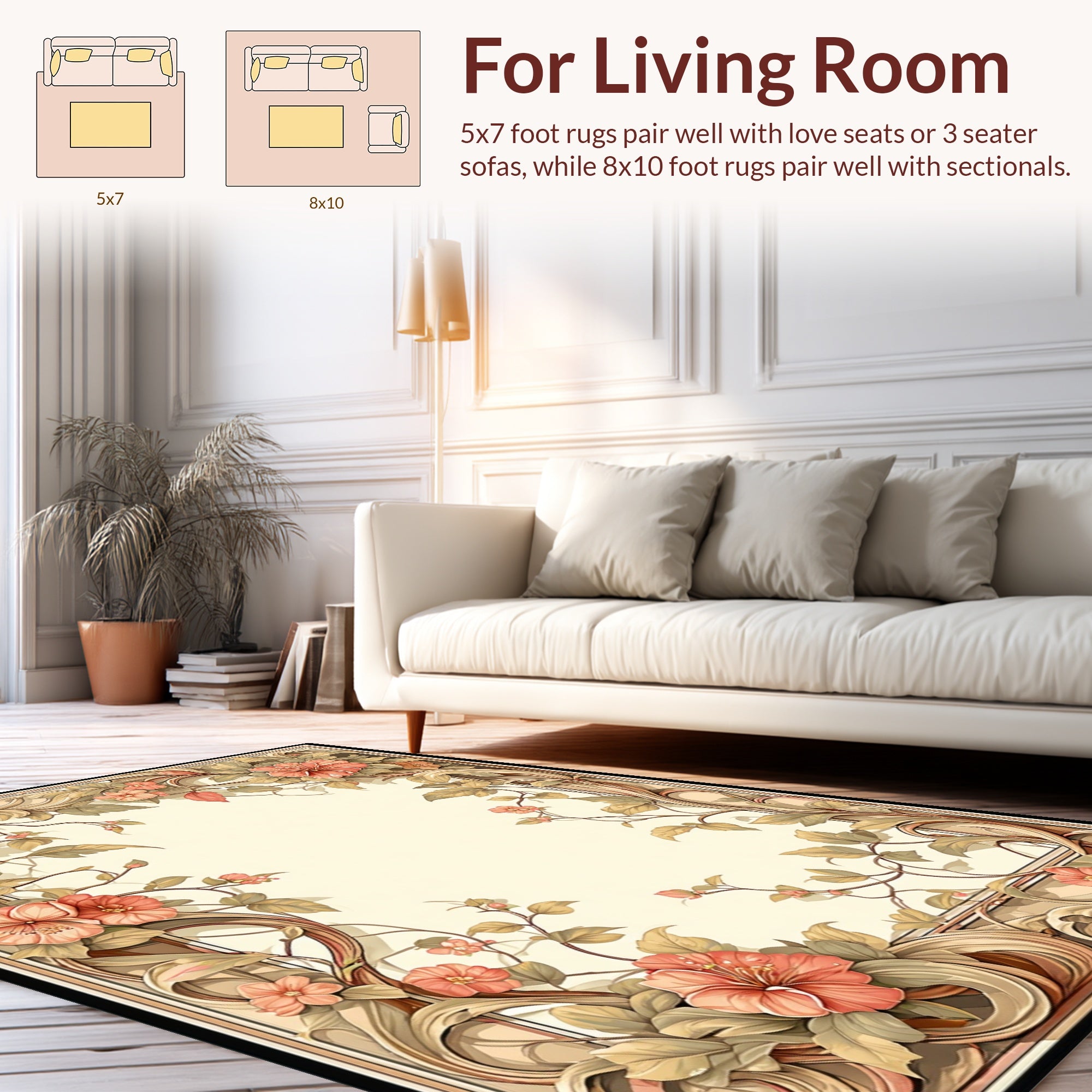 Art Nouveau Floral Frame Design Rug