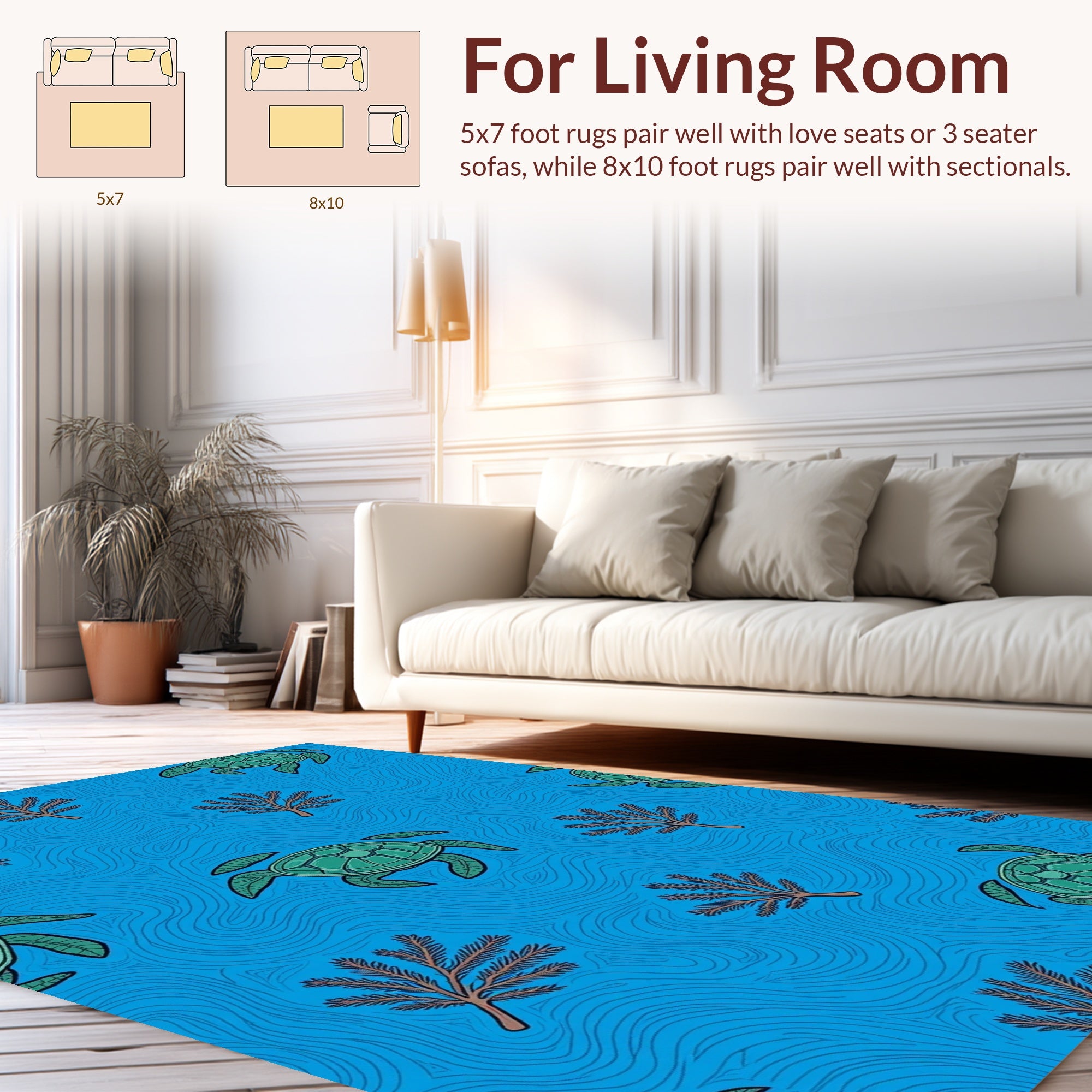 Underwater Sea Turtle And Coral Pattern Rug