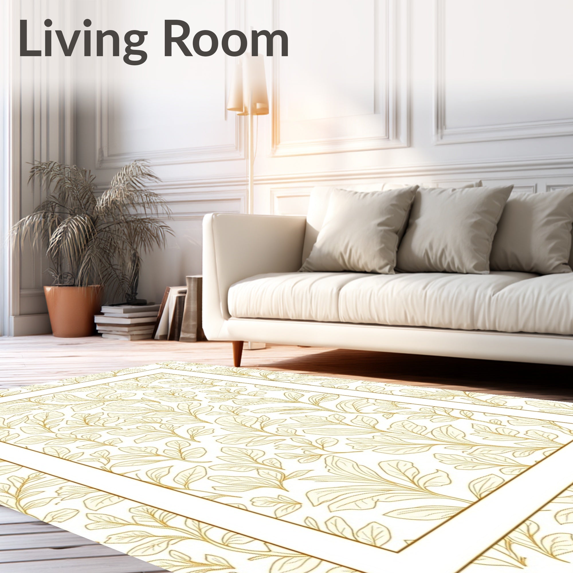 Golden Branch Outline Botanical Rug