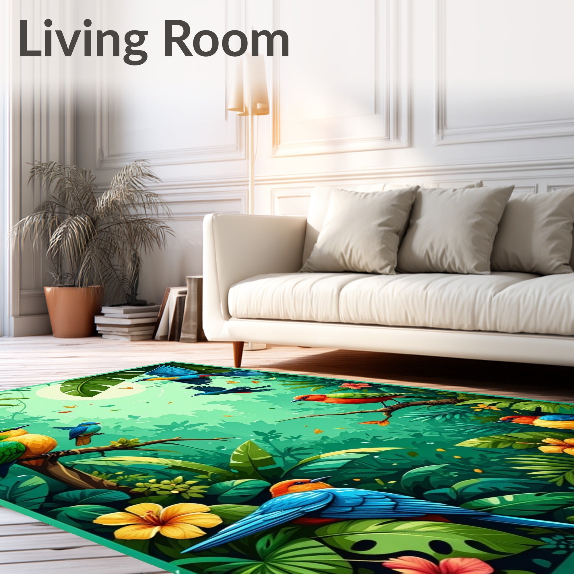 Tropical Birds Lush Jungle Design Rug