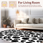 Abstract Organic Black White Pattern Rug