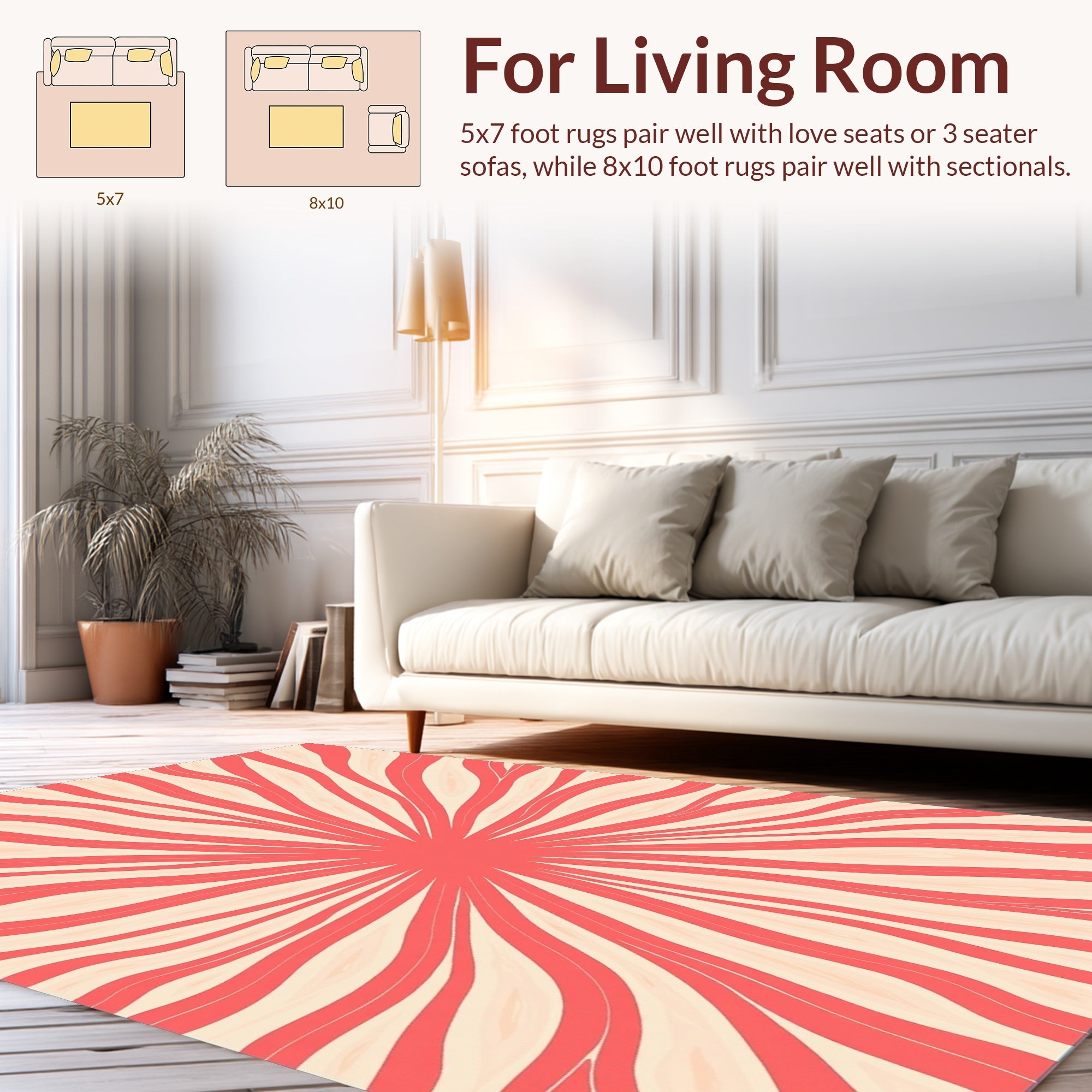 Radiant Sunburst Abstract Flowing Pattern Rug