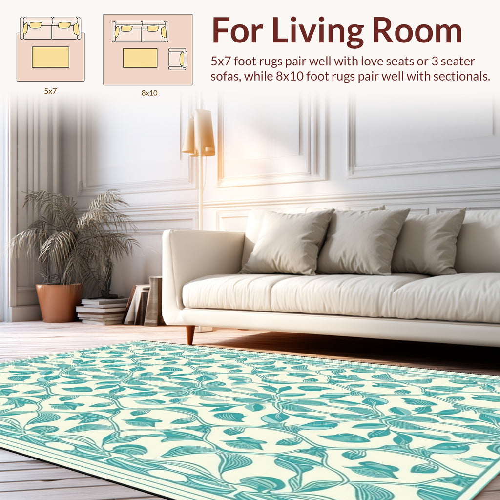 Teal Floral Vintage Pattern Rug