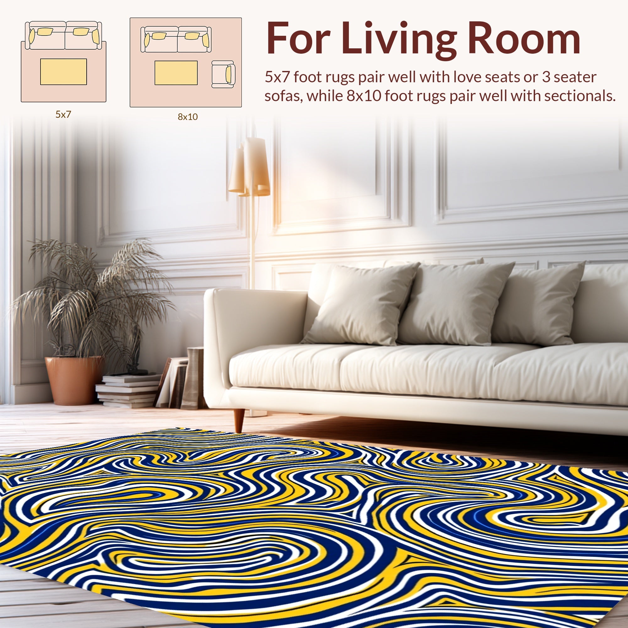 Bold Swirling Ink Style Pattern Rug