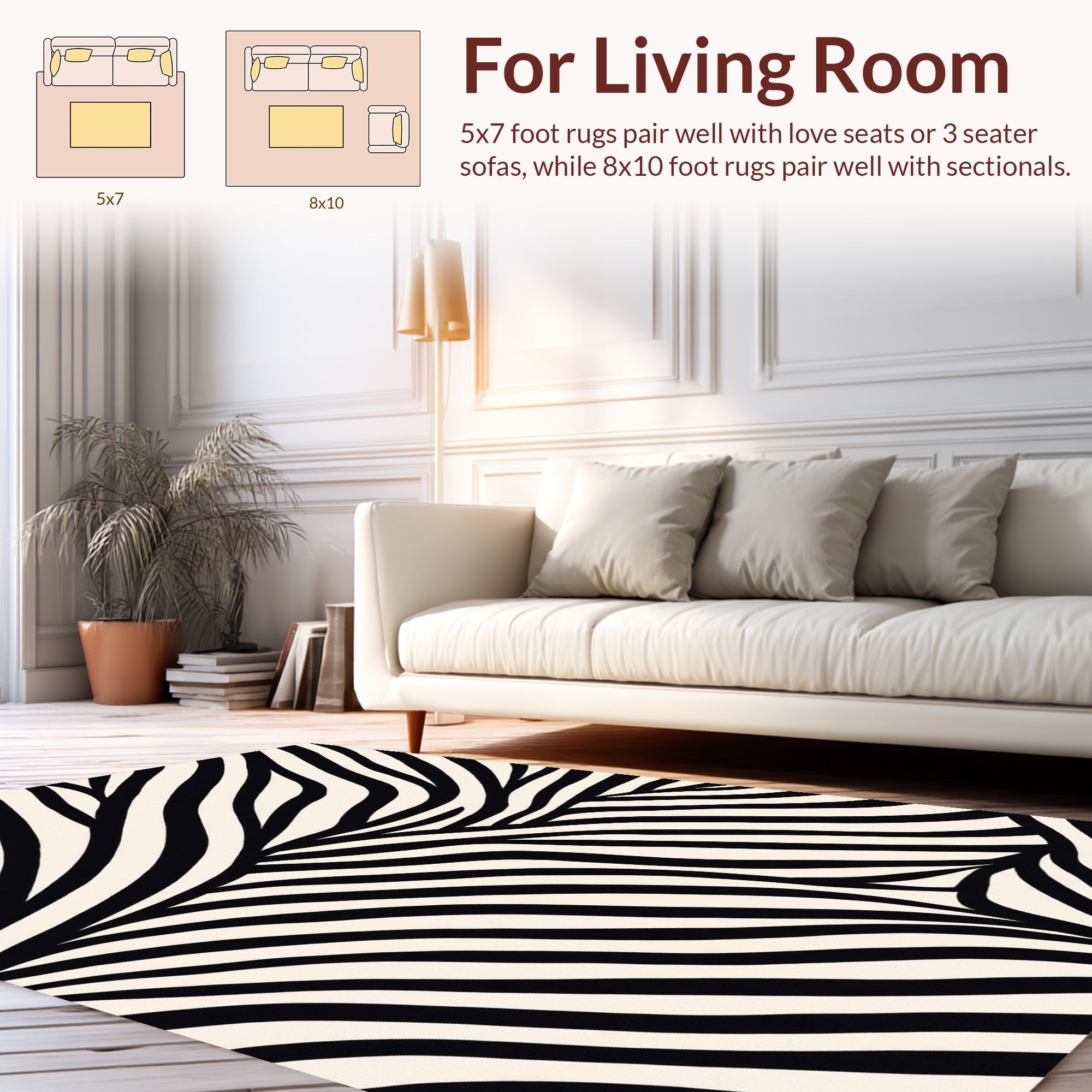 Abstract Black White Contemporary Stripes Rug