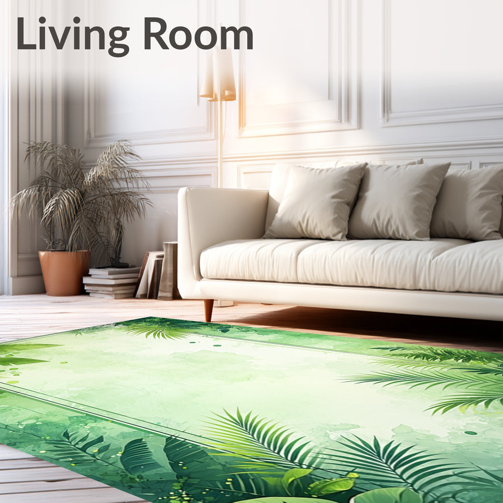 Lush Greenery Tropical Leaf Design Rug