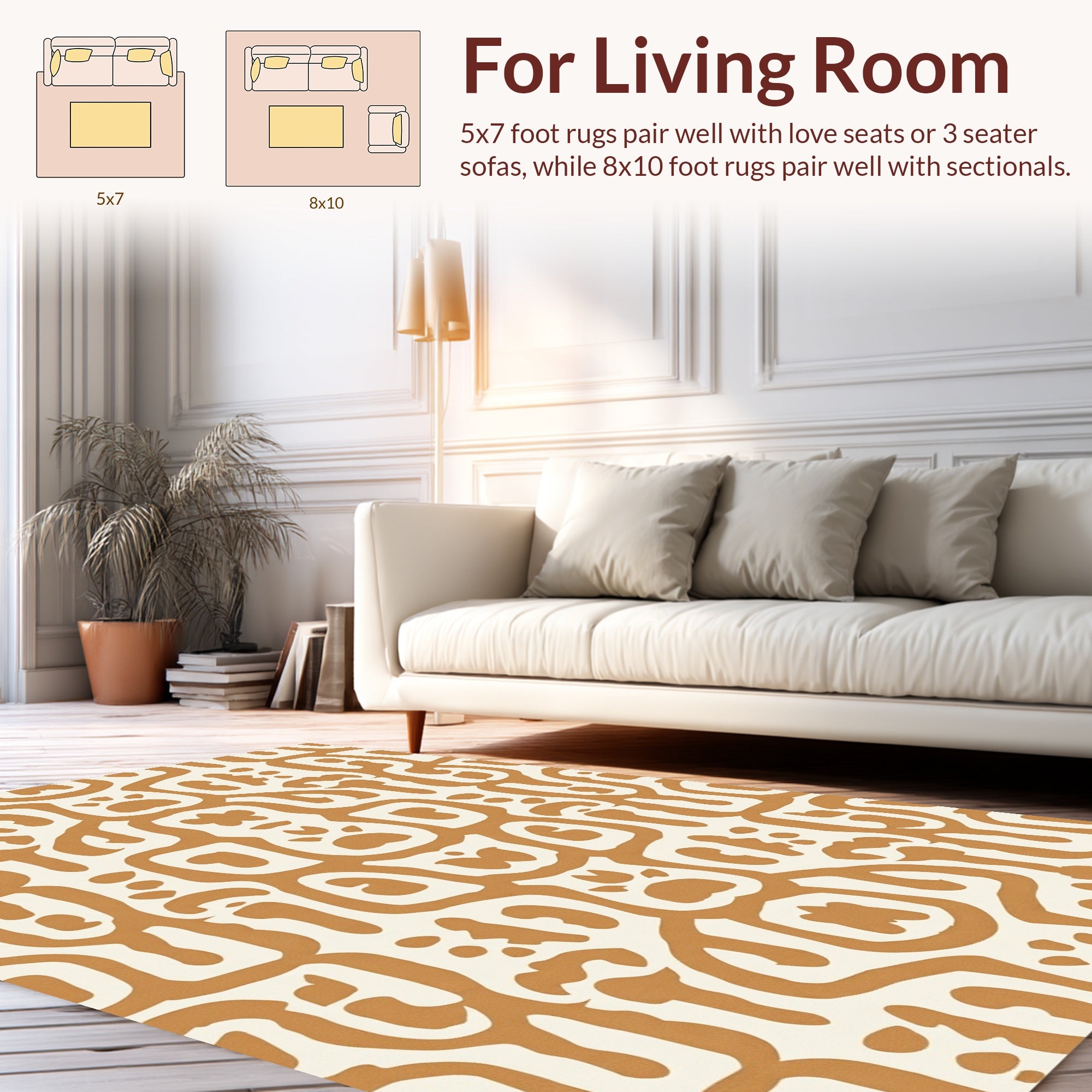 Abstract Terracotta Paw Print Pattern Rug