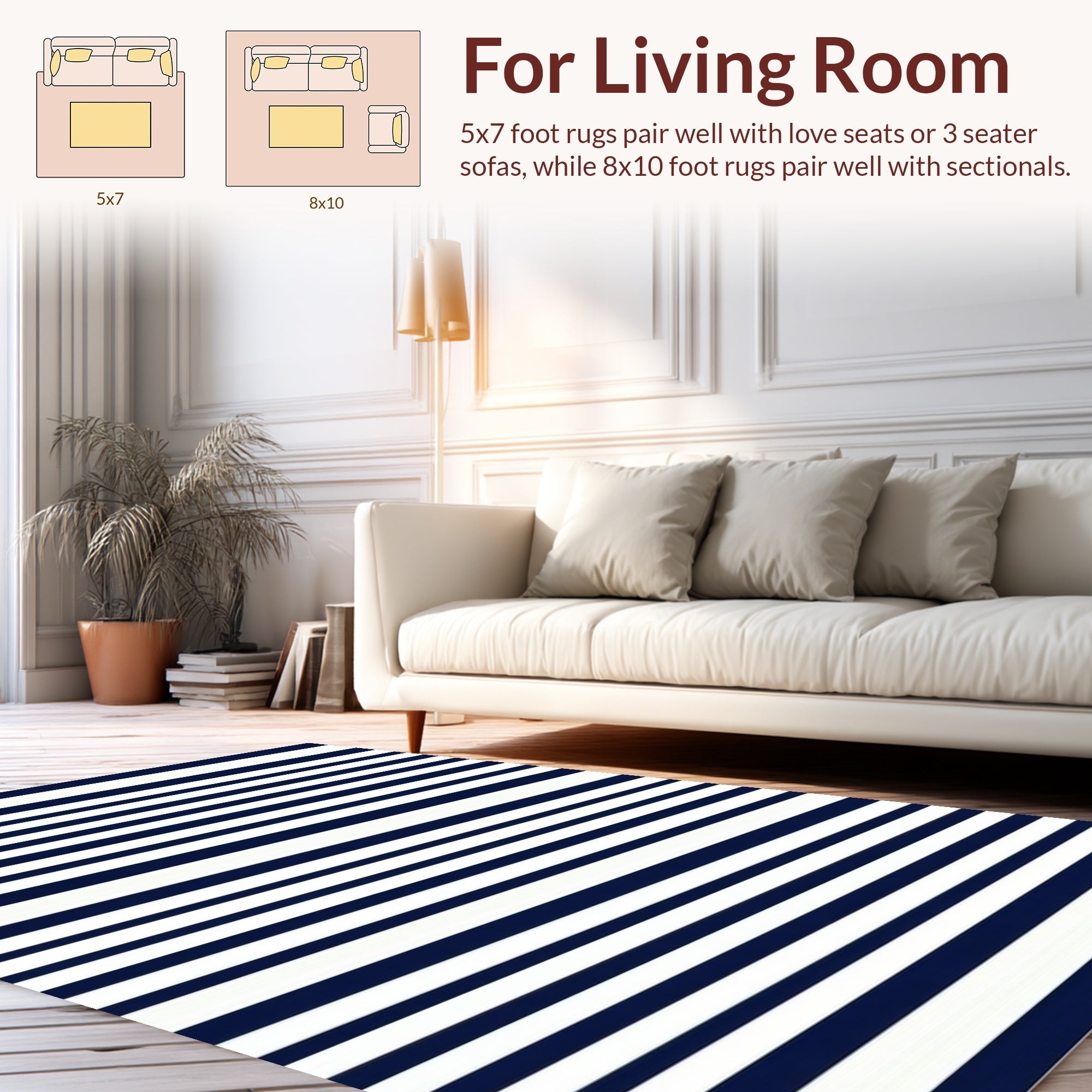 Classic Navy and White Stripe Rug