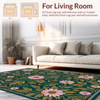 Pink Floral Botanical Pattern Rug
