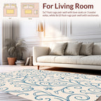 Classic Blue Swirl Floral Design Rug