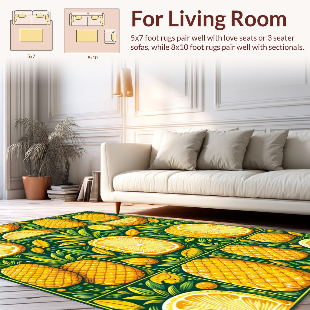 Tropical Citrus Fruit Collage Pattern Rug