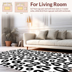 Bold Black White Leopard Print Pattern Rug